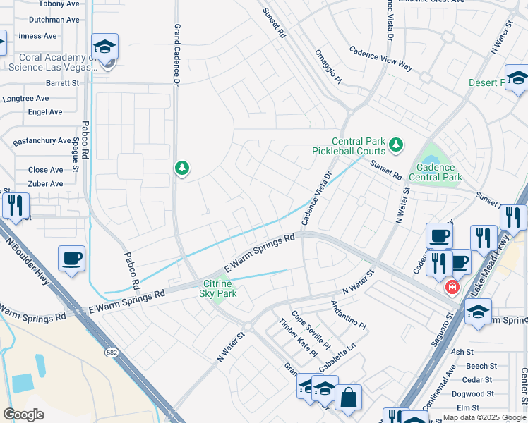 map of restaurants, bars, coffee shops, grocery stores, and more near 336 Alto Avec Lane in Henderson