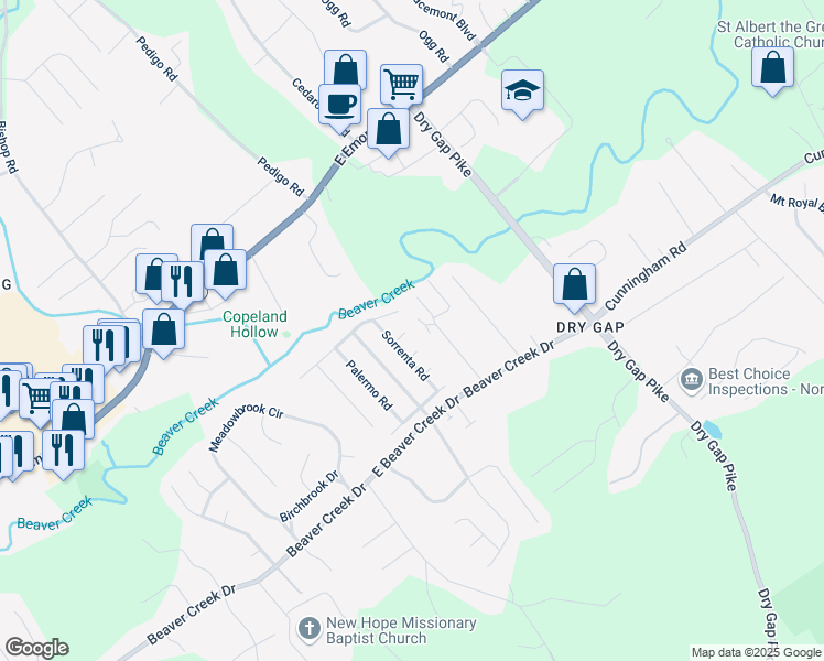 map of restaurants, bars, coffee shops, grocery stores, and more near 1010 Davinci Lane in Knoxville