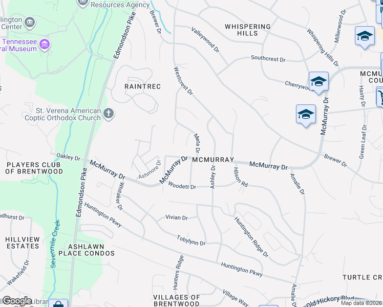 map of restaurants, bars, coffee shops, grocery stores, and more near 636 McMurray Drive in Nashville