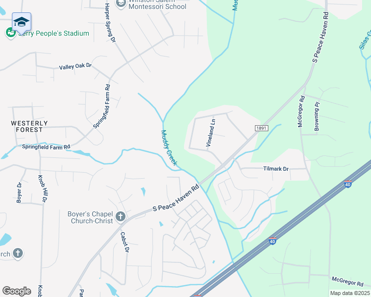 map of restaurants, bars, coffee shops, grocery stores, and more near 2280 Sedgemont Drive in Winston-Salem