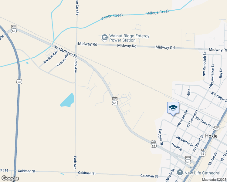 map of restaurants, bars, coffee shops, grocery stores, and more near 99 Tedder Drive in Hoxie
