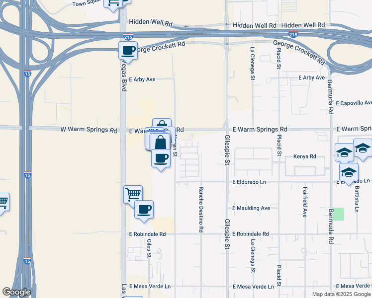 map of restaurants, bars, coffee shops, grocery stores, and more near 127 Tilbury Avenue in Las Vegas