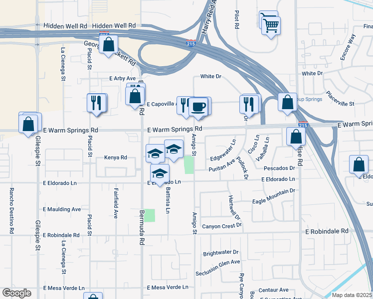 map of restaurants, bars, coffee shops, grocery stores, and more near 7386 Cobblefield Street in Las Vegas