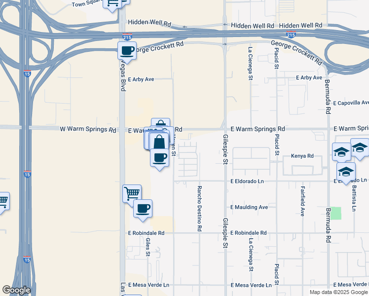 map of restaurants, bars, coffee shops, grocery stores, and more near 127 Tilbury Avenue in Las Vegas