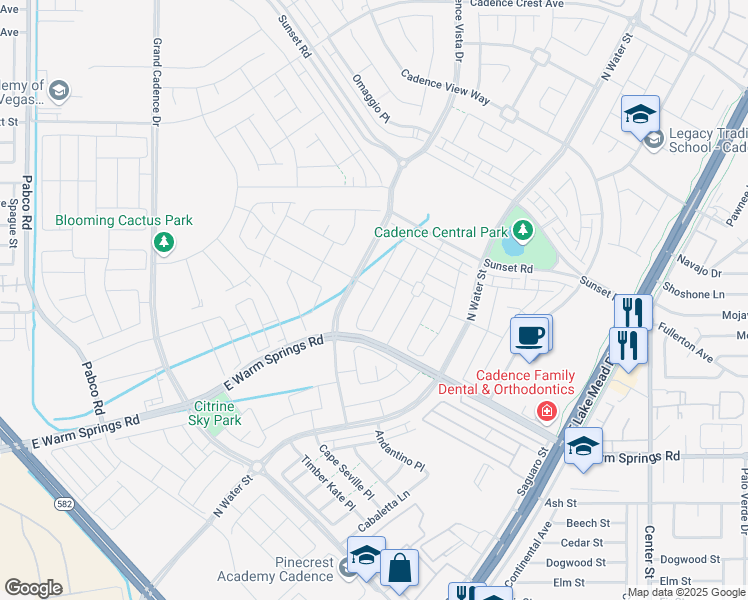 map of restaurants, bars, coffee shops, grocery stores, and more near 358 Badinerie Street in Henderson