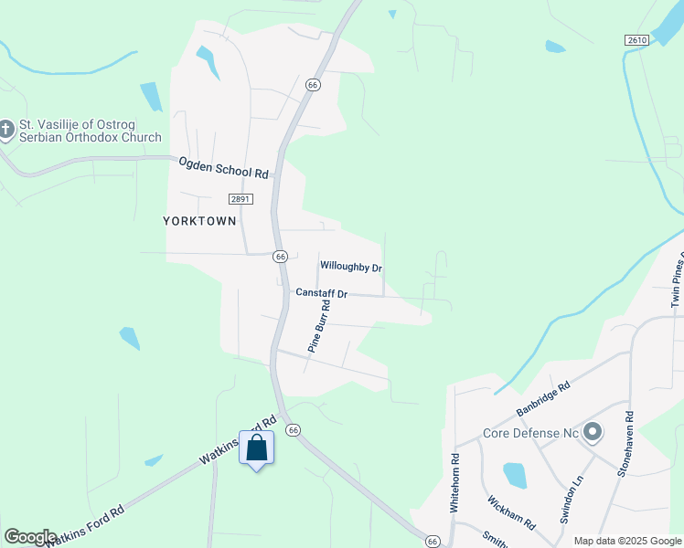 map of restaurants, bars, coffee shops, grocery stores, and more near 1528 Willoughby Drive in Kernersville