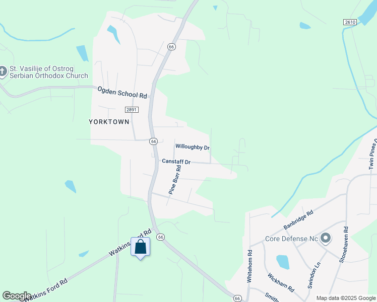 map of restaurants, bars, coffee shops, grocery stores, and more near 1528 Willoughby Drive in Kernersville