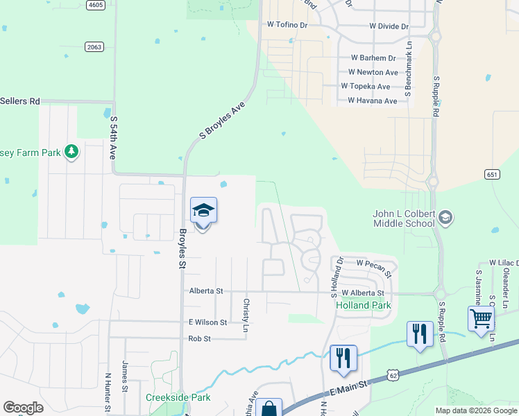 map of restaurants, bars, coffee shops, grocery stores, and more near 5070 West Claxton Circle in Fayetteville