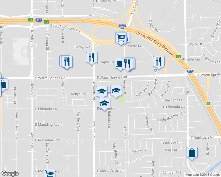 map of restaurants, bars, coffee shops, grocery stores, and more near 511 Castle Stone Court in Las Vegas