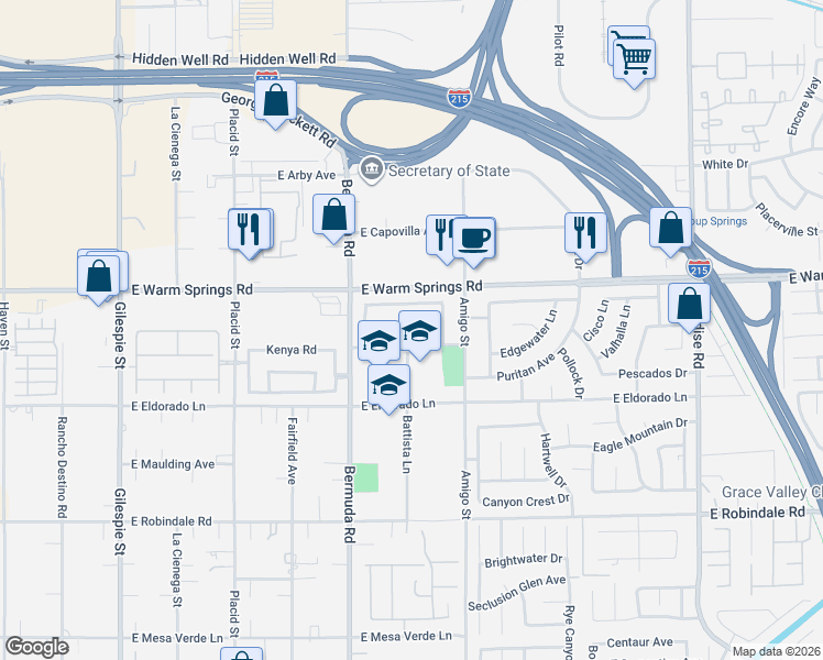 map of restaurants, bars, coffee shops, grocery stores, and more near 511 Castle Stone Court in Las Vegas