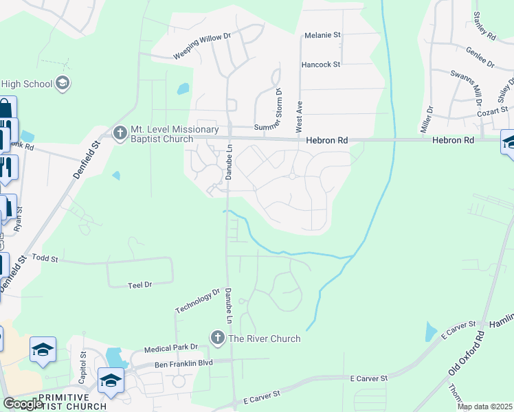 map of restaurants, bars, coffee shops, grocery stores, and more near 1002 Summer Mist Lane in Durham