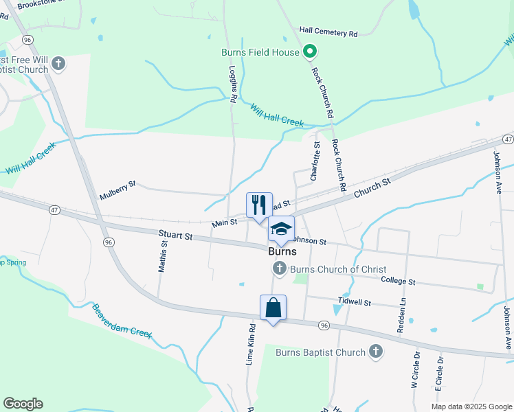 map of restaurants, bars, coffee shops, grocery stores, and more near 1019 Railroad Street in Burns