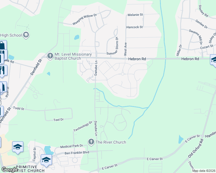 map of restaurants, bars, coffee shops, grocery stores, and more near 1002 Summer Mist Lane in Durham