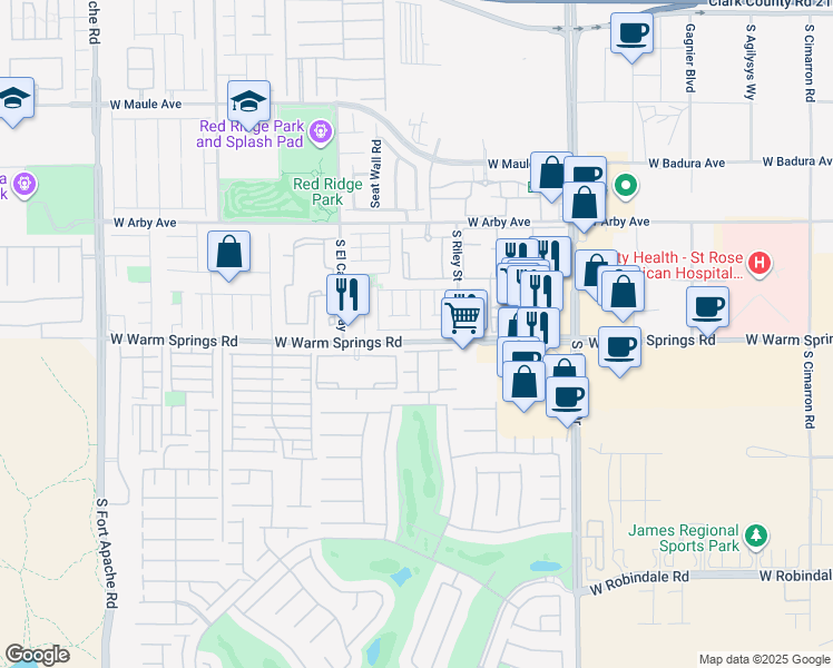 map of restaurants, bars, coffee shops, grocery stores, and more near 8875 First Lady Avenue in Las Vegas