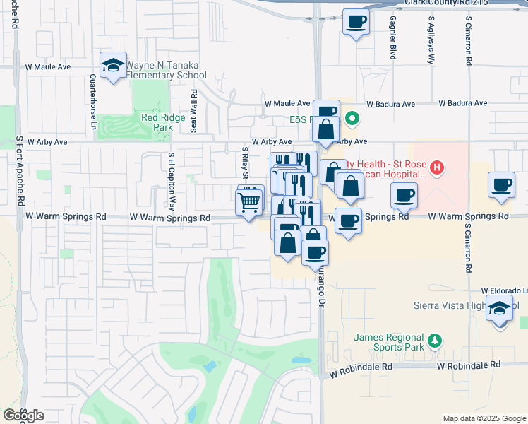 map of restaurants, bars, coffee shops, grocery stores, and more near 8753 1st Lady Ave in Las Vegas