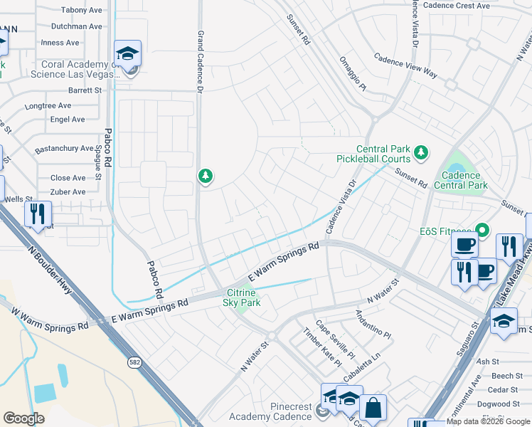 map of restaurants, bars, coffee shops, grocery stores, and more near 345 Silva Place in Henderson
