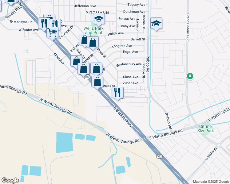 map of restaurants, bars, coffee shops, grocery stores, and more near 456 Sellers Place in Henderson