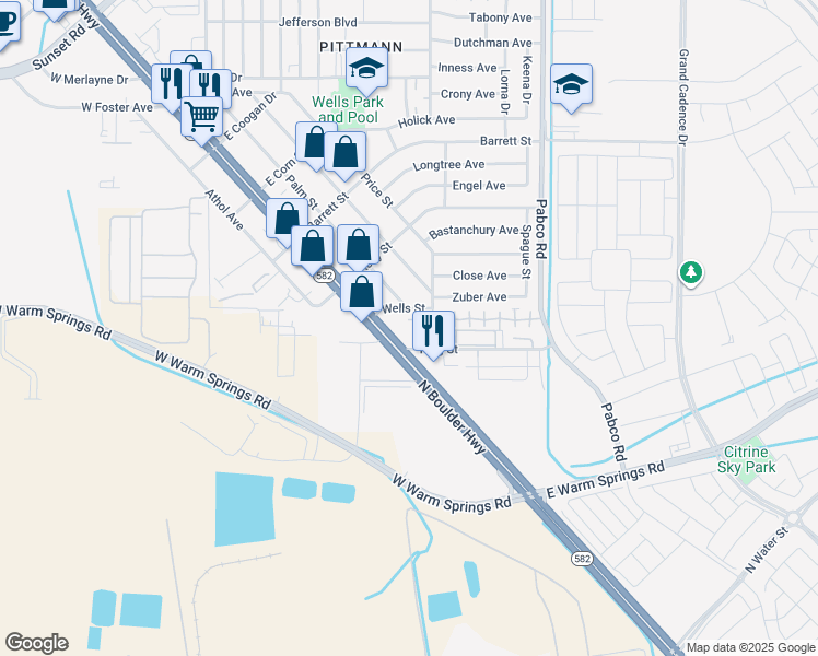 map of restaurants, bars, coffee shops, grocery stores, and more near 436 Sellers Place in Henderson