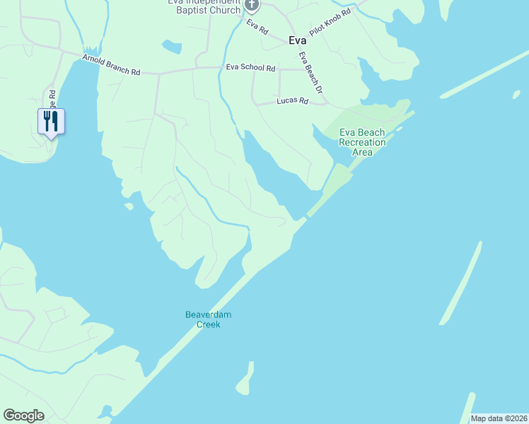 map of restaurants, bars, coffee shops, grocery stores, and more near 1003 Eva Harbor Road in Eva