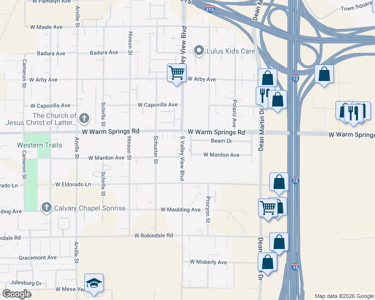 map of restaurants, bars, coffee shops, grocery stores, and more near 3511 West Mardon Avenue in Las Vegas