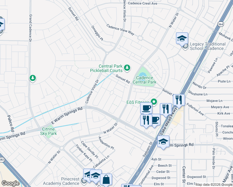 map of restaurants, bars, coffee shops, grocery stores, and more near 201 Rondeau Avenue in Henderson