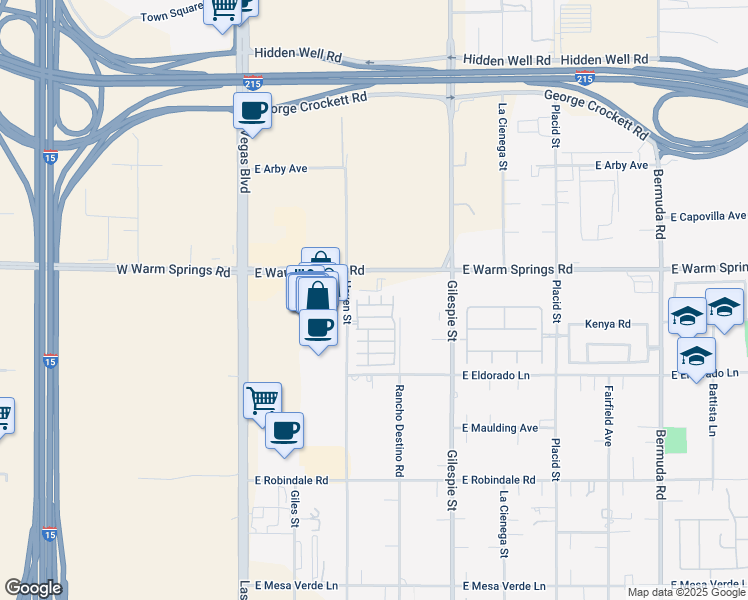 map of restaurants, bars, coffee shops, grocery stores, and more near 128 Coronation Avenue in Las Vegas
