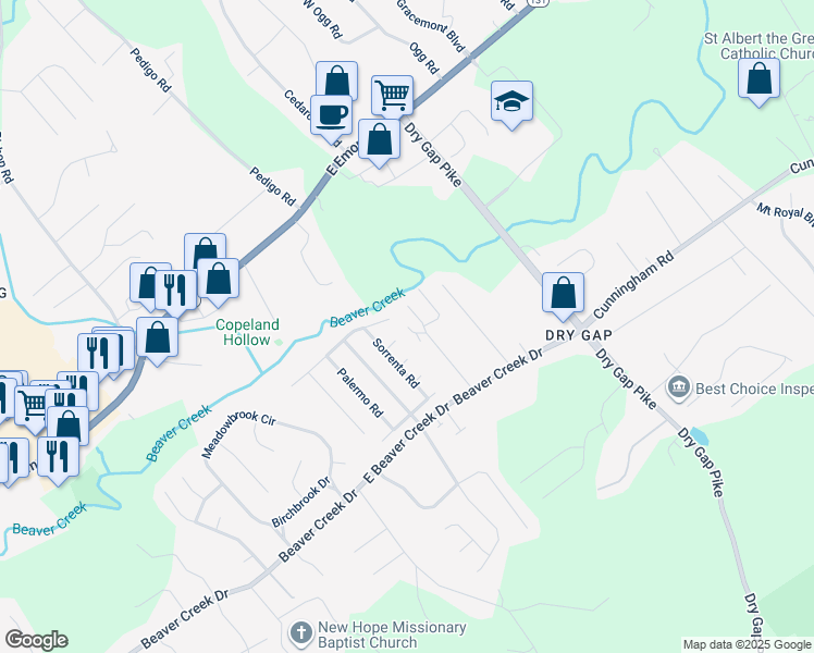 map of restaurants, bars, coffee shops, grocery stores, and more near 1010 Davinci Lane in Knoxville