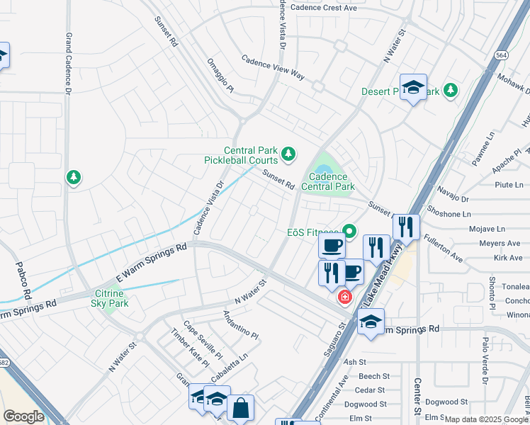 map of restaurants, bars, coffee shops, grocery stores, and more near 196 Rondeau Avenue in Henderson
