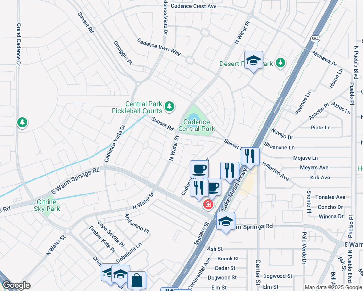 map of restaurants, bars, coffee shops, grocery stores, and more near 394 Ambitious Street in Henderson