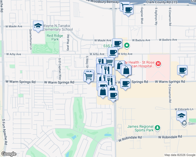 map of restaurants, bars, coffee shops, grocery stores, and more near 8753 1st Lady Avenue in Las Vegas