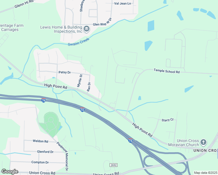 map of restaurants, bars, coffee shops, grocery stores, and more near 3065 Cumbie Road in Winston-Salem