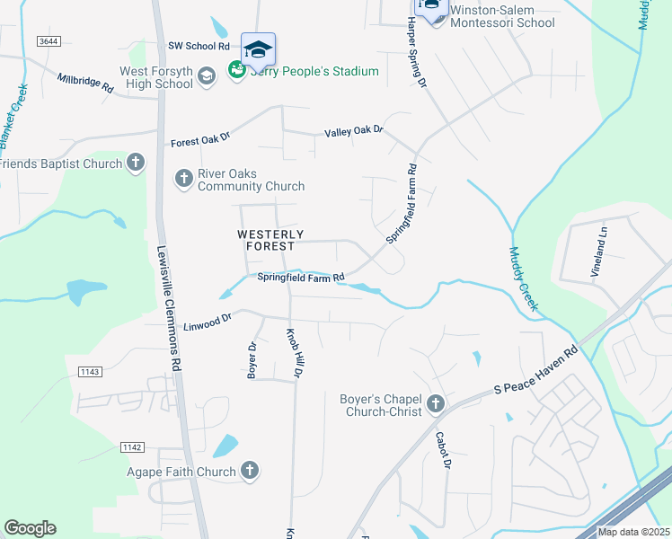 map of restaurants, bars, coffee shops, grocery stores, and more near 6629 Ridge Run Court in Clemmons