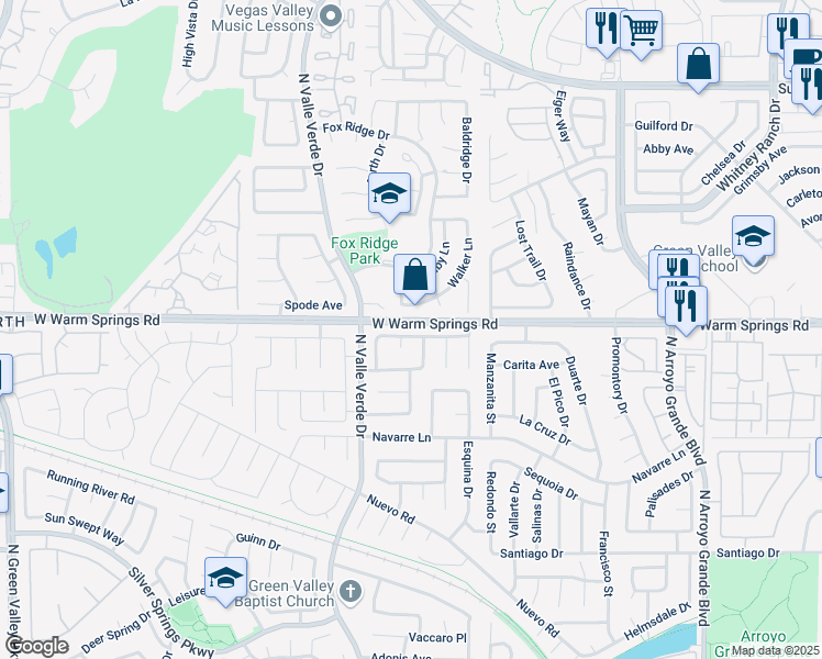 map of restaurants, bars, coffee shops, grocery stores, and more near 391 Umbria Way in Henderson