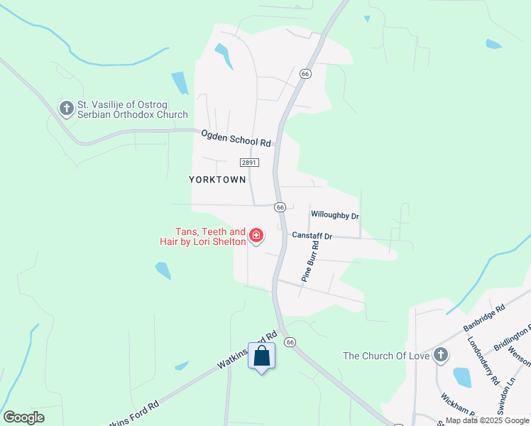 map of restaurants, bars, coffee shops, grocery stores, and more near 205 Yorktown Road in Kernersville