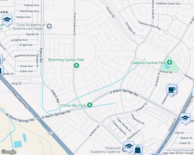 map of restaurants, bars, coffee shops, grocery stores, and more near Orchestral Lane in Henderson