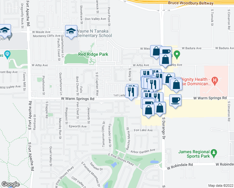 map of restaurants, bars, coffee shops, grocery stores, and more near 8882 1st Lady Avenue in Las Vegas
