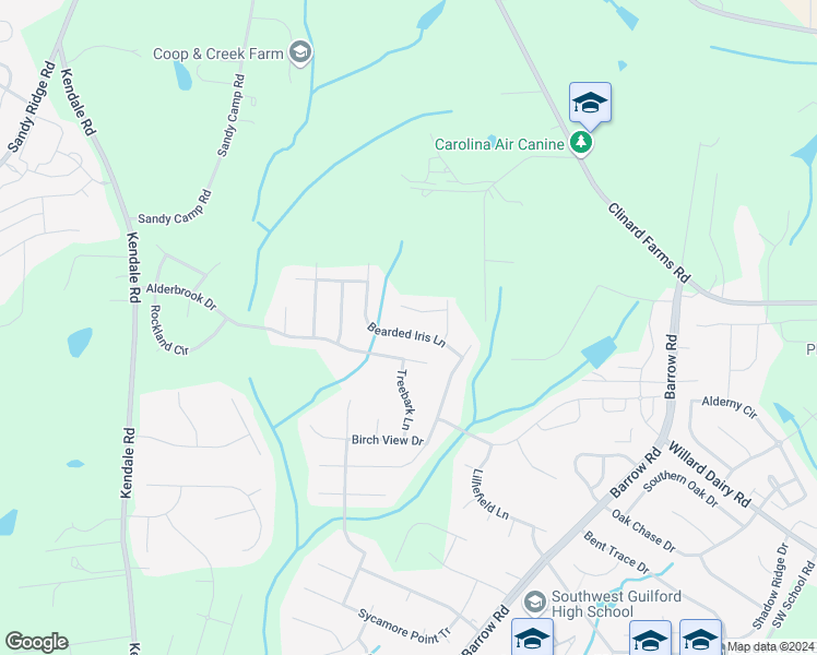 map of restaurants, bars, coffee shops, grocery stores, and more near 2455 Bearded Iris Lane in High Point
