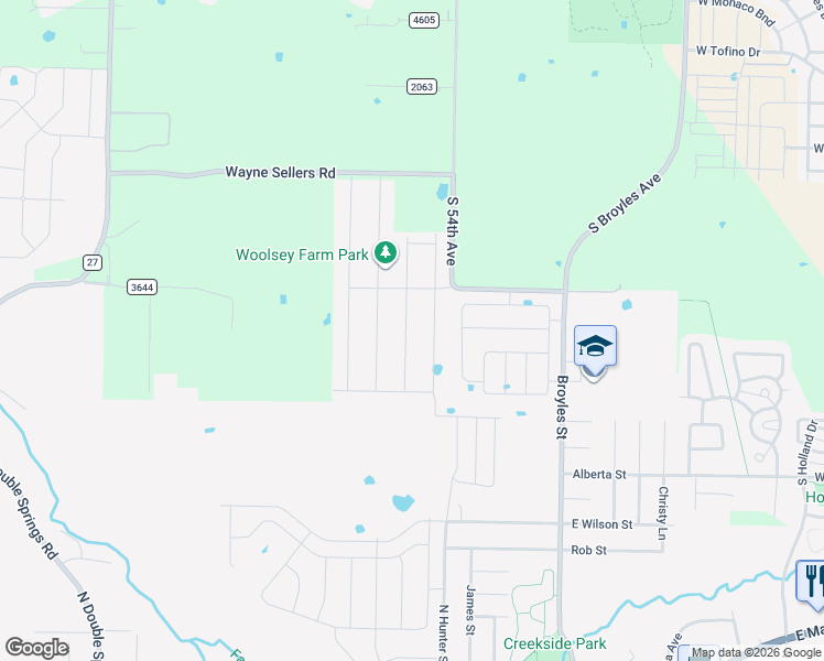 map of restaurants, bars, coffee shops, grocery stores, and more near 174 South 54th Avenue in Fayetteville