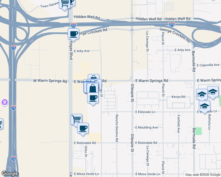 map of restaurants, bars, coffee shops, grocery stores, and more near 138 Tilbury Avenue in Las Vegas