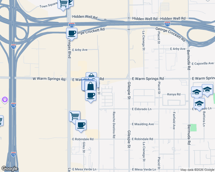 map of restaurants, bars, coffee shops, grocery stores, and more near 138 Tilbury Avenue in Las Vegas