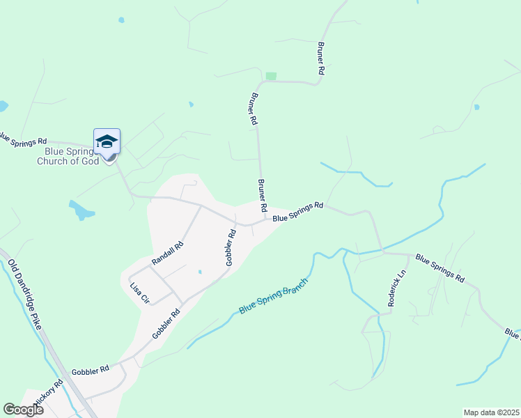 map of restaurants, bars, coffee shops, grocery stores, and more near 3431 Blue Springs Road in Strawberry Plains