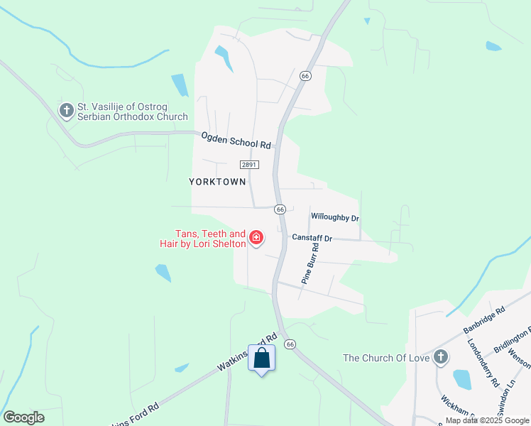 map of restaurants, bars, coffee shops, grocery stores, and more near 205 Yorktown Road in Kernersville