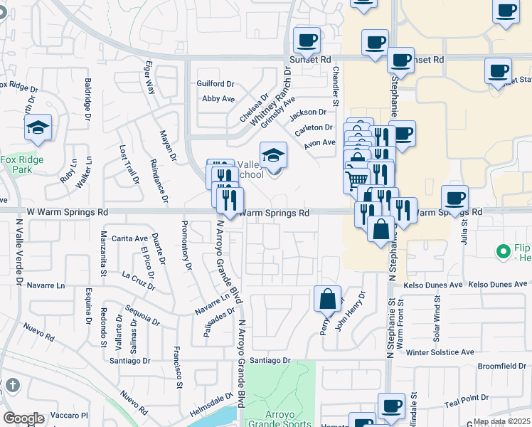 map of restaurants, bars, coffee shops, grocery stores, and more near in Henderson