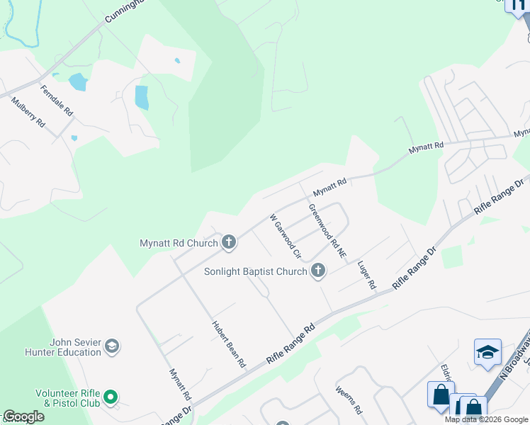 map of restaurants, bars, coffee shops, grocery stores, and more near 6565 West Garwood Circle in Knoxville