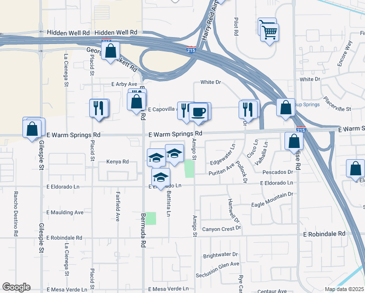 map of restaurants, bars, coffee shops, grocery stores, and more near 7386 Cobblefield Street in Las Vegas