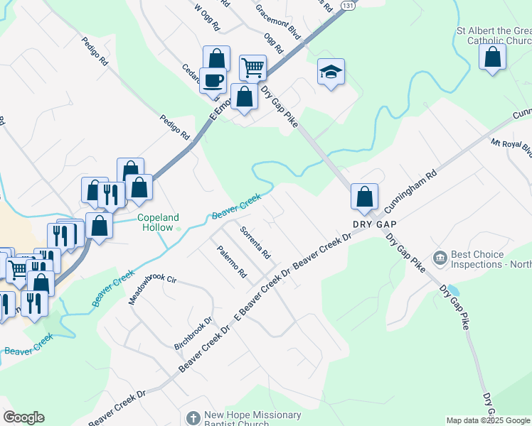 map of restaurants, bars, coffee shops, grocery stores, and more near 1010 Davinci Lane in Knoxville