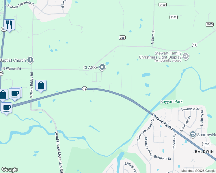 map of restaurants, bars, coffee shops, grocery stores, and more near 3542 East Huntsville Road in Fayetteville