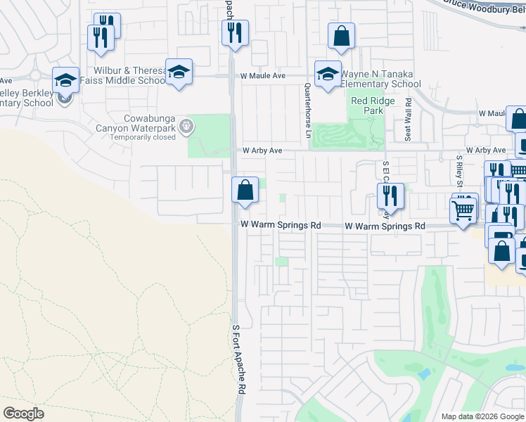 map of restaurants, bars, coffee shops, grocery stores, and more near 7307 Woodfall Glen Street in Las Vegas