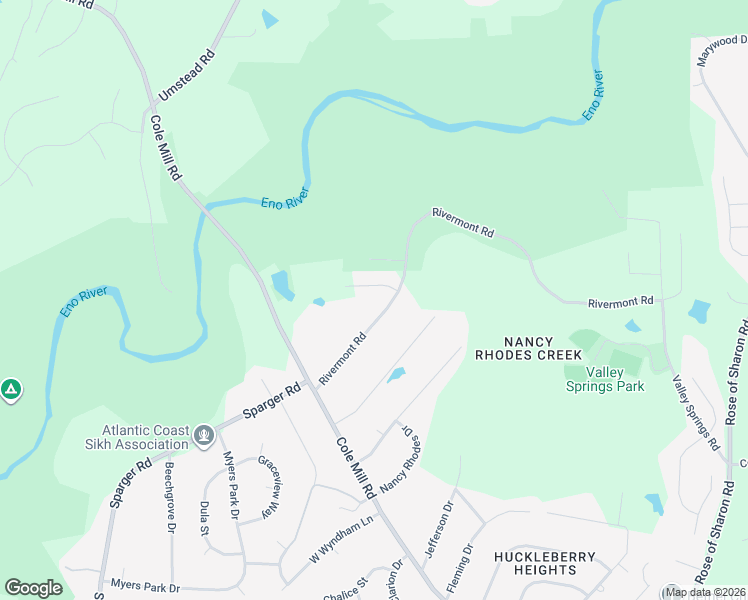 map of restaurants, bars, coffee shops, grocery stores, and more near 3800 Rivermont Road in Durham