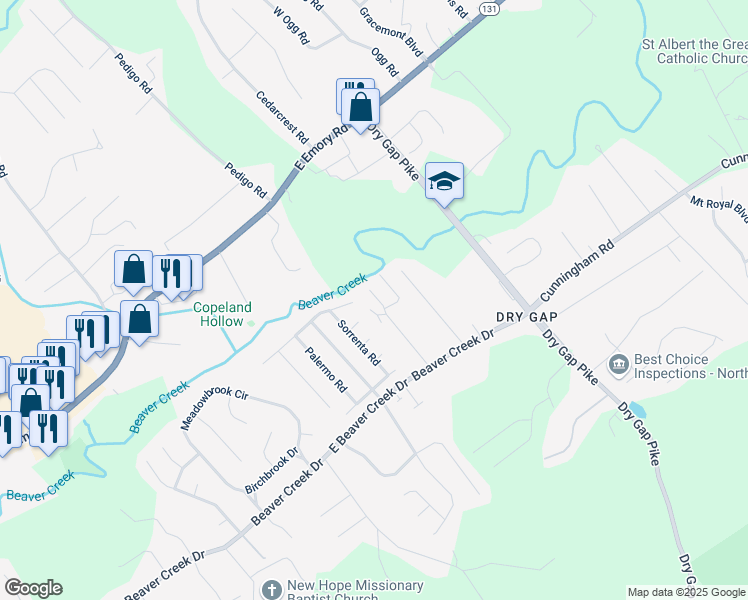 map of restaurants, bars, coffee shops, grocery stores, and more near 1010 Davinci Lane in Knoxville